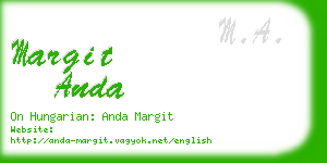 margit anda business card